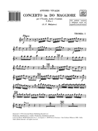 Concerto en Do Maj. - F. 9 n° 1 - Matériel - VIVALDI - Partition